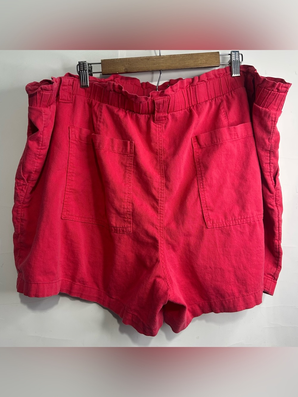 Terra & Sky Hot Pink Linen Blend Paperbag Waist Shorts 2X (20W-22W) - Picture 2 of 5